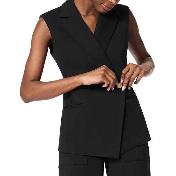 SPANX Asymmetrical Tailored Vest Black Sleeveless Blazer XL NWOT Retail $169 - Picture 2 of 7